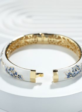 景泰蓝掐丝珐琅牡丹活扣手镯