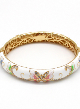 掐丝珐琅复古女铜景泰蓝手镯双层