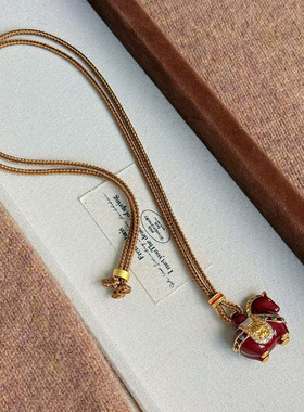 滴油珐琅小马吊坠项链女秋冬长款毛衣链轻奢高级感本命年马年饰品