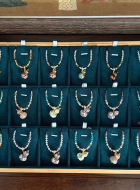 原创新中式时尚精致复古彩色滴油珐琅四叶草葫芦串珠项链毛衣链女