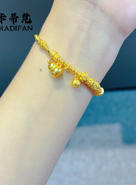沙金古法纳福牌小葫芦珠珠手链女新中式国潮风福禄手链新款