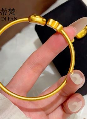 金店同款沙金立体卡通三丽欧kitty猫开口手镯简约精致蝴蝶结猫咪