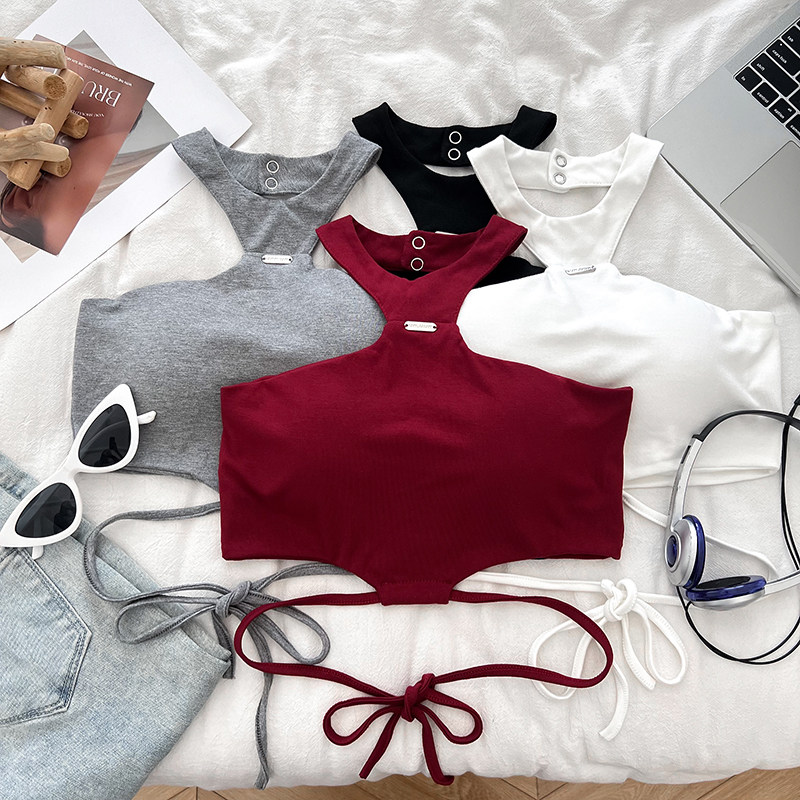 纯欲气质百搭镂空挂脖交叉绑带短款吊带背心抹胸内搭打底衫上衣女,淘宝优惠券,粉丝福利购,淘宝优惠卷