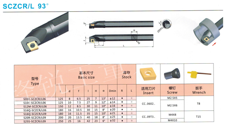 93度 数控内孔车刀 S08K/S10K/S12M/S16Q/S20R/S25S/SCZCR/L06/09 - 图0