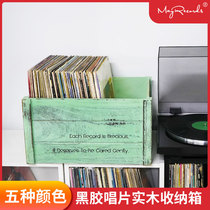 Black Gum Record Containing Wooden Box Wood Box LP Collection Shelf Old Record Containing Shelf 12 Inch 7 Inch Black Glue Storage Box