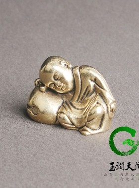 玉润天泽纯黄铜摆件复古客厅禅意