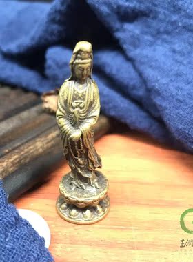 铜供奉复古风客厅站立款观音菩萨