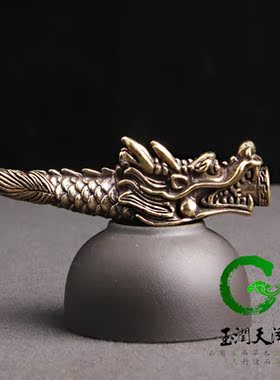 铜龙头烟斗手把件烟杆旱烟袋做旧创意复古烟具送长辈解压怀旧铜器