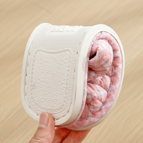 新款特价情侣布艺包头棉拖鞋男女家居家室内橡胶底木地板纯棉秋冬 - 图1