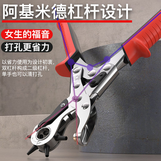 Arrizo-pinzas de perforación para cinturón, perforadora multifuncional para ojos, punzonadora, cinturón, punzonadora, agujero redondo, agujero plano, ovalado