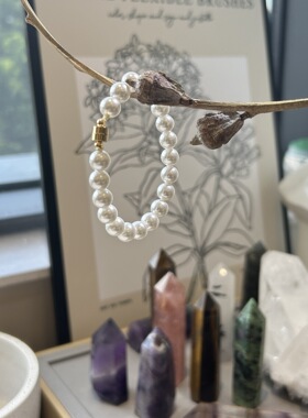 Rusizi正圆施家珍珠手链显气质百搭款高级手链女生个性小众串珠