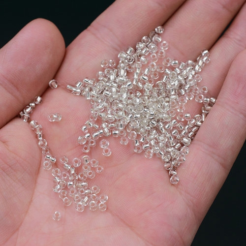 金银色灌银玻璃米珠2/3/4mm隔珠珠子diy串珠材料散珠手链饰品配件 - 图0