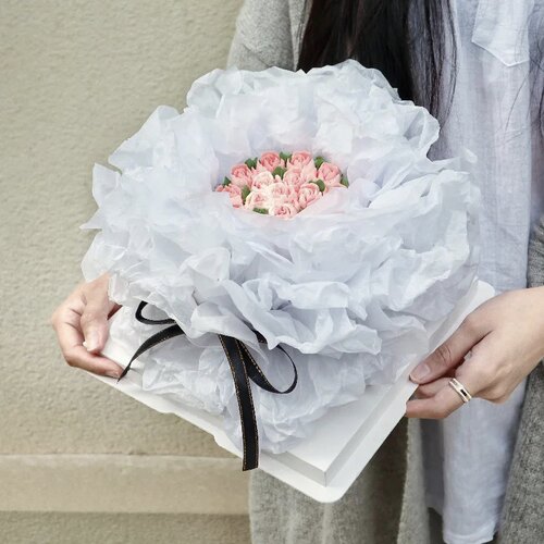 韩国进口雪梨纸花束蛋糕外围白色雪梨纸柔软包装纸烘焙甜品用纸 - 图1