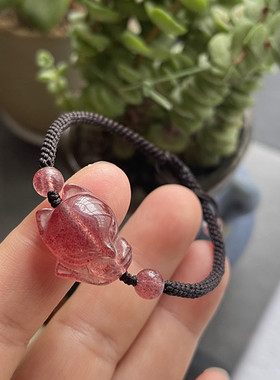 天然草莓晶狐狸手链草莓晶萌狐