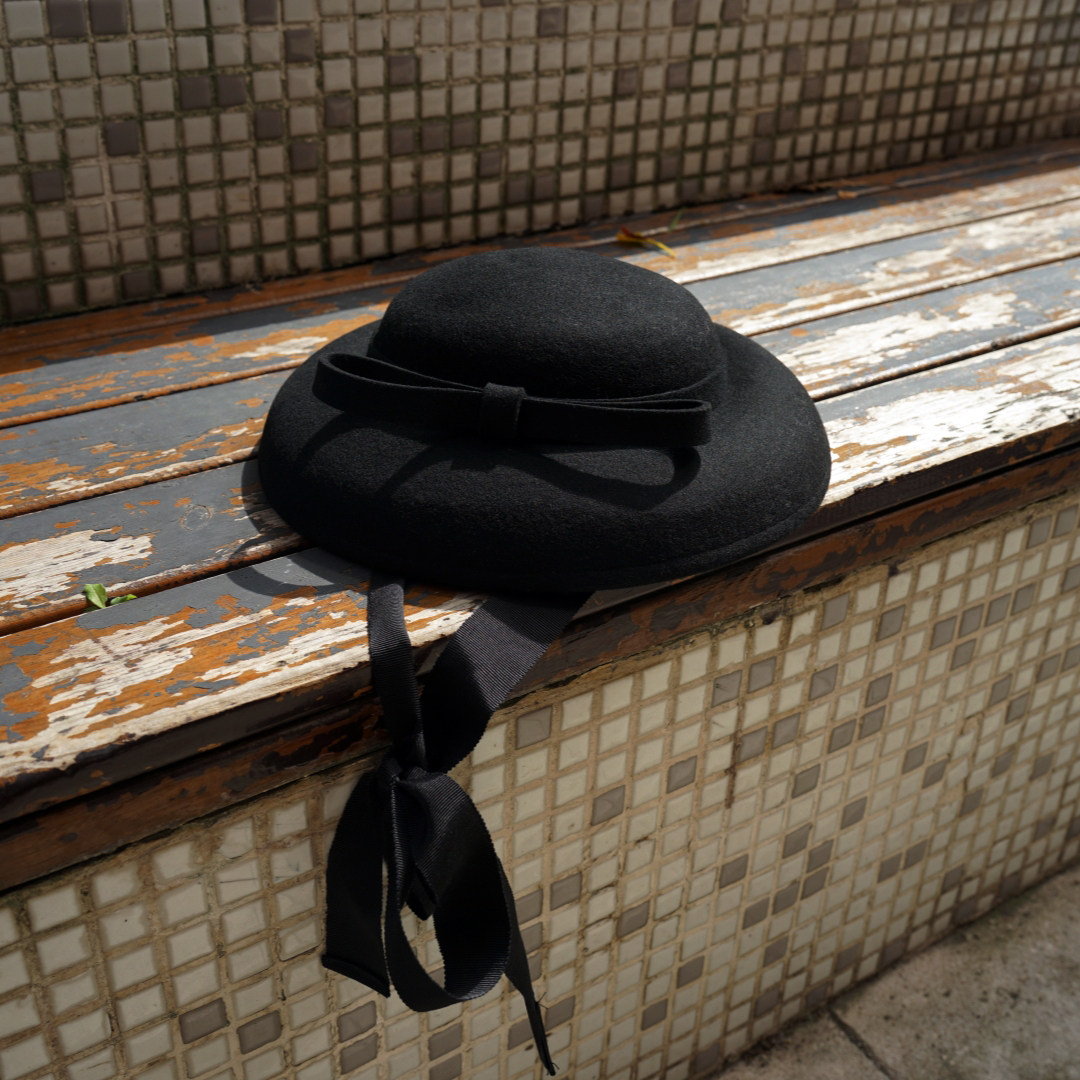 法式复古黑色蝴蝶结系带小盆帽女秋冬羊毛呢赫本日系写真礼帽毡帽,淘宝优惠券,粉丝福利购,淘宝优惠卷