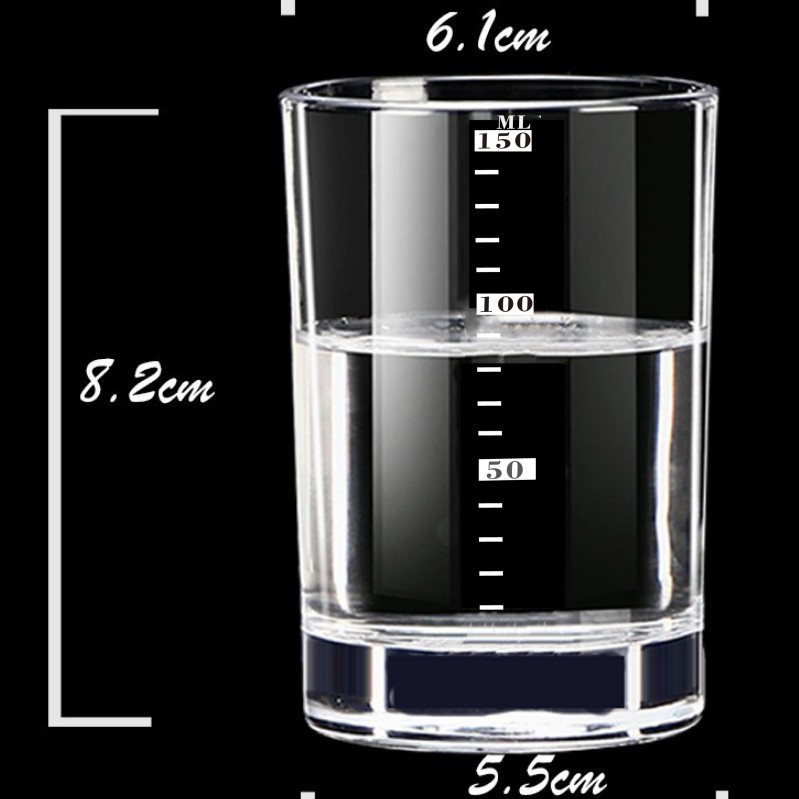 钢化加厚二两三白酒小四方杯防摔啤酒杯酒吧带刻度玻璃杯家用一两 - 图0