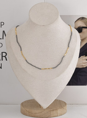 施家珍珠叠戴串珠碎银小米珠项链