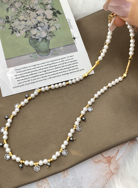 施家珍珠锆石百搭串珠项链