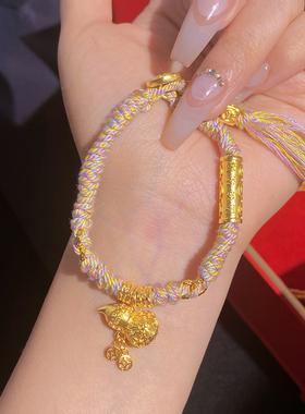 新中式古法彩绳「多富」葫芦盘缠钱币女款手链中国风编绳精致手绳