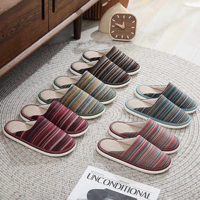 Boho linen sandals with anti-slip soft bottom