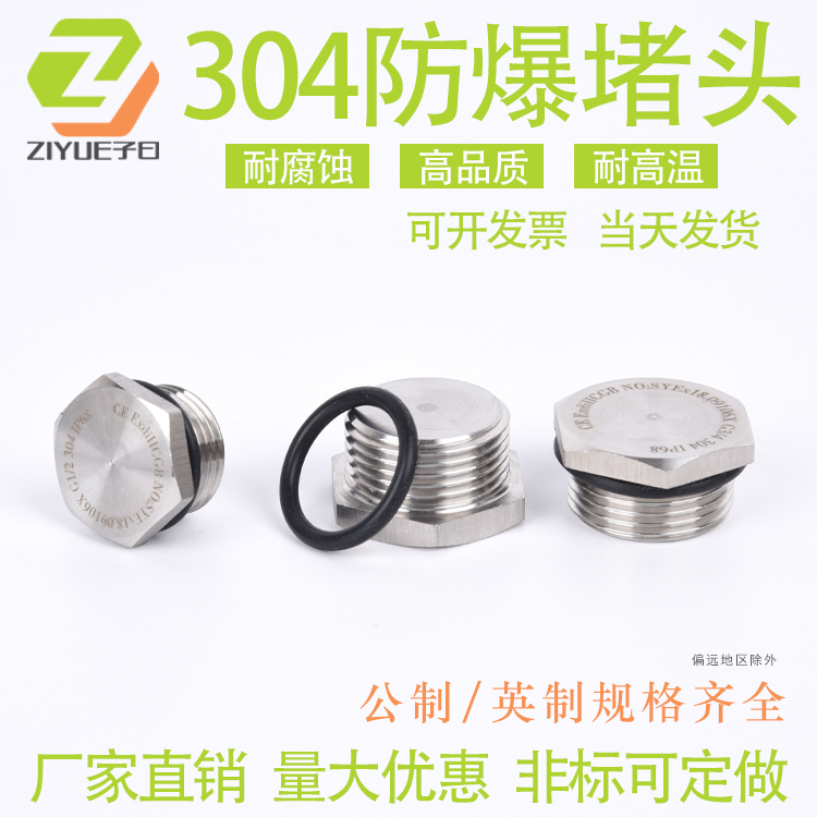 304不锈钢外六角金属防爆堵头实心防水尘M20*1.5NPT1/2G1/23/4NPT - 图1