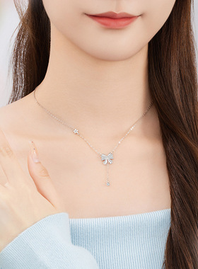 轻奢小众设计流苏吊坠蝴蝶结锁骨