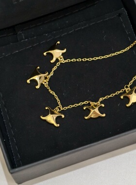 法式高级感金色凯旋门菱形锁骨链