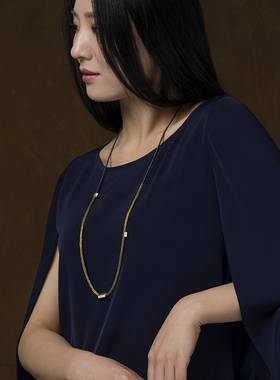 朗睦原创设计矿石项链毛衣链女