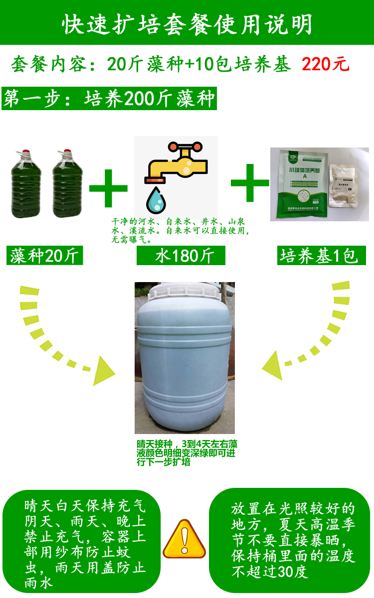 小球藻培养基 快速扩培套餐 池塘肥水 调水 生物饵料 - 图0