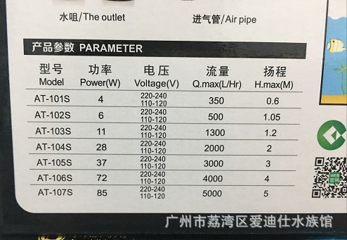 创星AT-101S/102S/103S/104S/105S/106S/107S潜水泵过滤循环水泵 - 图3