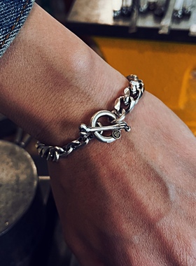 蓮說製物福重磅古巴链银手链