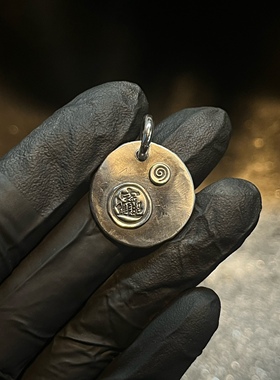 莲说制物LotusStudio 苦苦苦苦 999银24k贴金银饼吊坠银牌