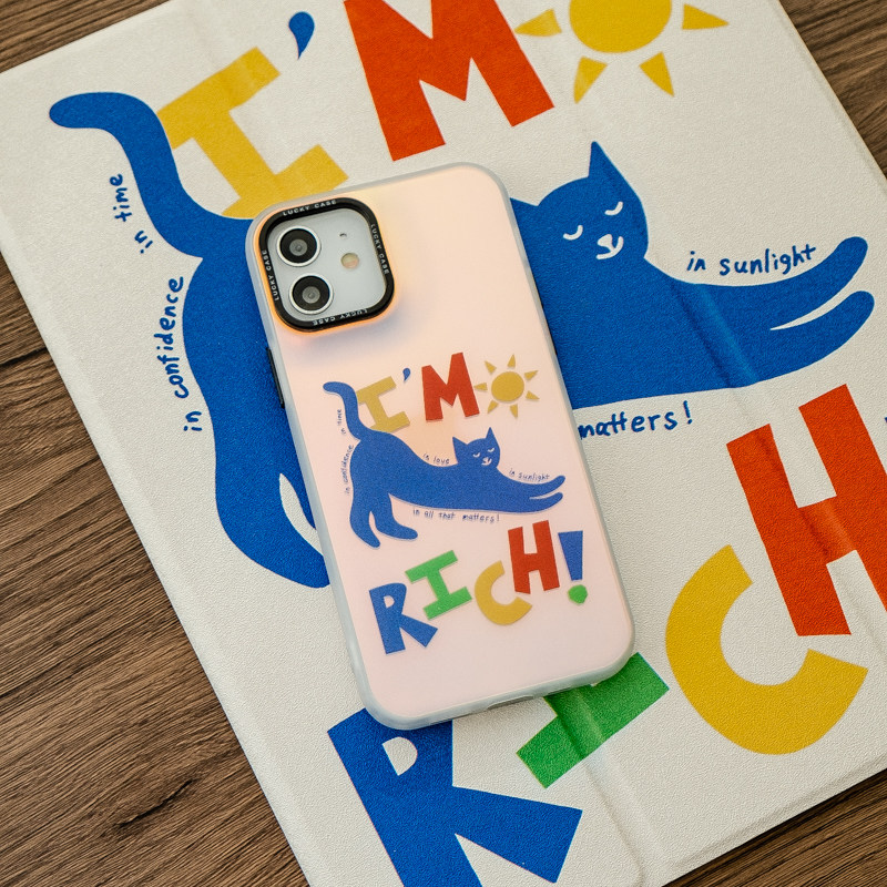 「有钱猫」暴富可爱手机壳招财17promax适用于iPhoneAir创意撞色镭射壳16个性小众15pro小米15新款华为p80