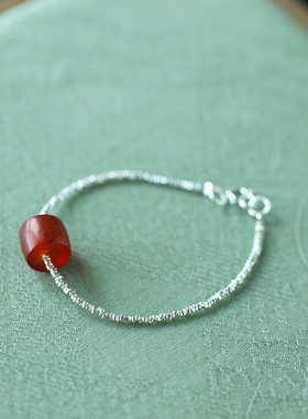 熙素2022新款老玛瑙转运碎银手链