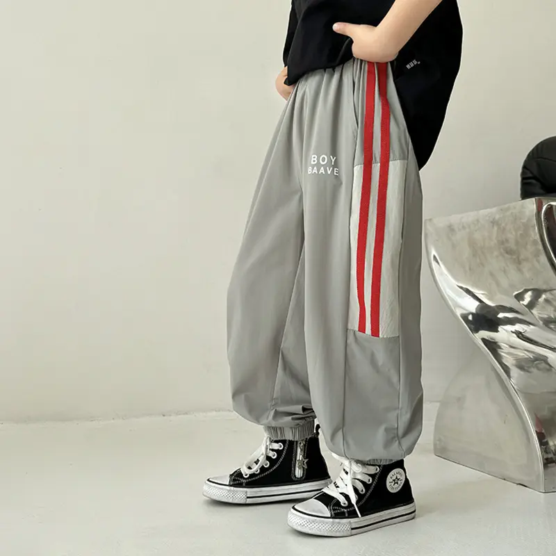 HM【高端夏季新品⑾期】男童四面弹梭织运动裤宽松夏装裤子韩版潮 - 图0