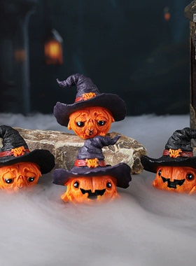 万圣节活动派对道具魔法帽南瓜头鬼屋剧本杀微景观氛围场景装饰品