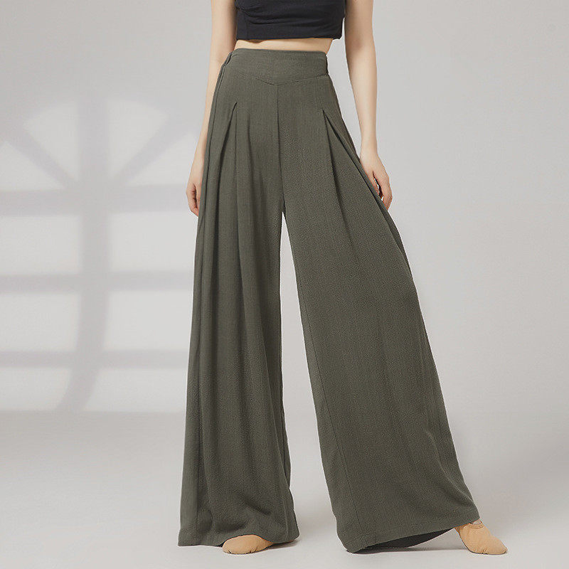 日常可穿高腰捏褶皱棉麻现代舞中国舞古典舞蹈裤练功裤阔腿裤子女,淘宝优惠券,粉丝福利购,淘宝优惠卷