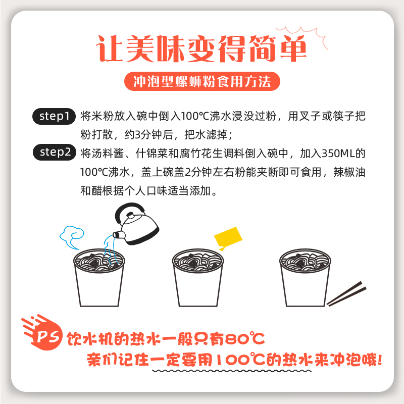 原味冲泡型螺蛳粉广西柳州特产正宗180克6桶装酸辣米粉方便面整箱-图2