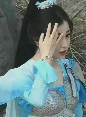 仙剑六祈今朝越祈虞书欣同款铃铛手链指链戒指一体手饰品首饰古风