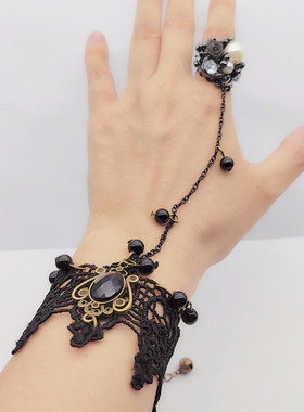 鞠婧祎魏枝同款黑色戒指指环手链