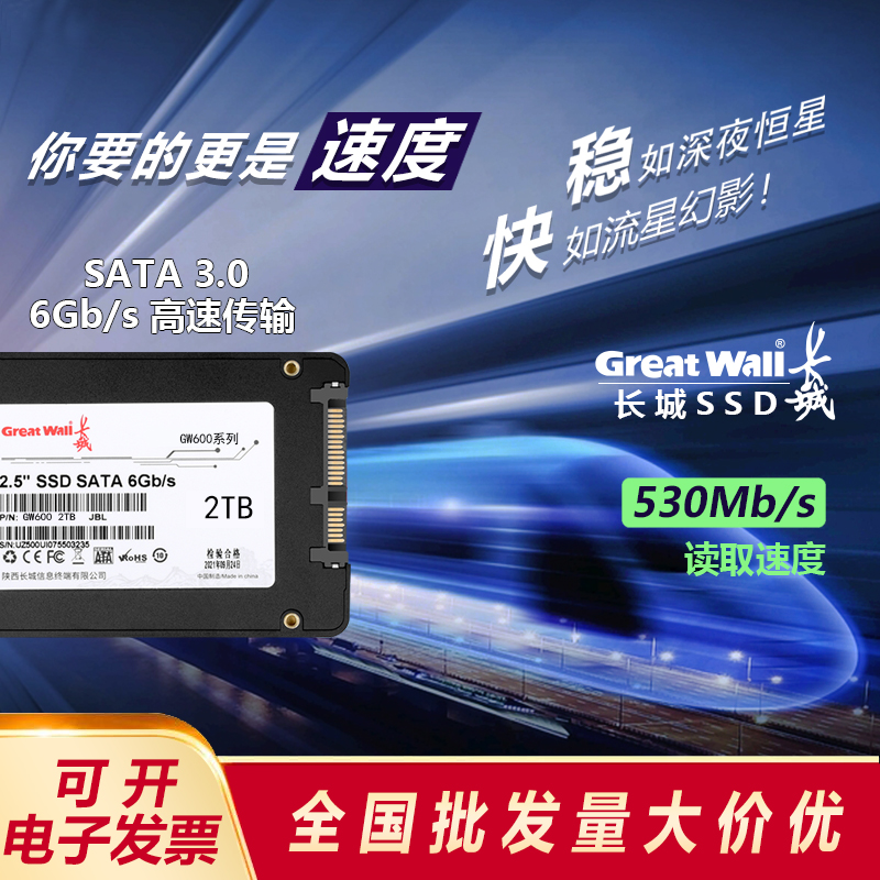 长城正品固态硬盘1TB 2TB台式机笔记高速SSD512G全新固态硬盘批发