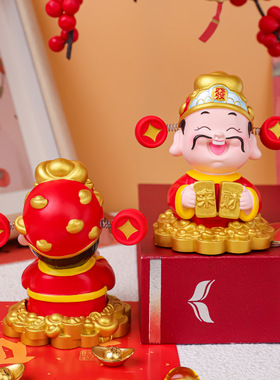中式喜庆家居饰品暴富财神爷摆件办公桌面招财小摆设乔迁开业礼品