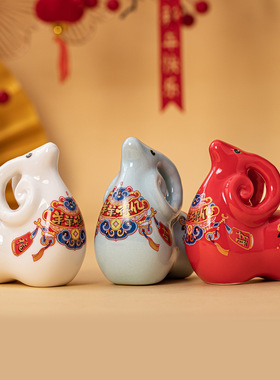 国潮羊羊得亿陶瓷吉祥小羊摆件茶几办公室桌面装饰十二生肖羊礼品