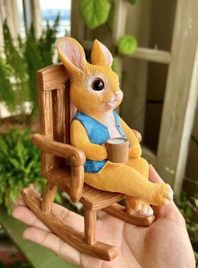 田园风可爱摇椅兔子摆件