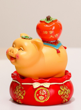 新年吉祥物大象猪摆件