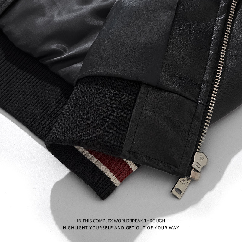 猴子商店三龙刺绣PU皮衣保暖男棒球服复古个性国潮冬羽绒服 - 图3