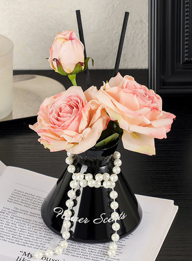 无火香薰仿真复古玫瑰花束摆件花瓶插花香薰精油轻奢家居装饰