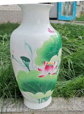 景德镇陶瓷手绘客厅落地大花瓶