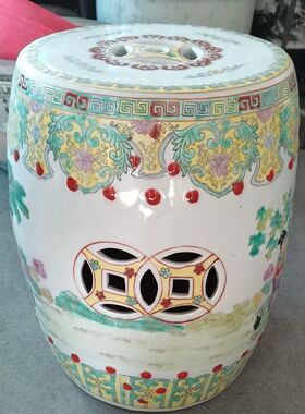 景德镇陶瓷凳子手绘粉彩人物美女瓷器墩家居饰品摆设