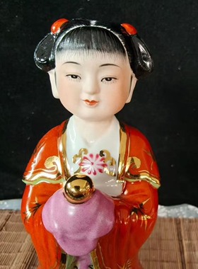 景德镇陶瓷雕塑瓷器善财龙女金童玉女童男童女一对菩萨佛前侍奉